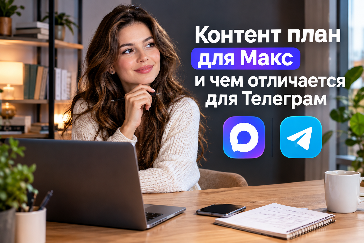 Фотореализм по теме «Контент план для макс и чем отличается для телеграм»: живая