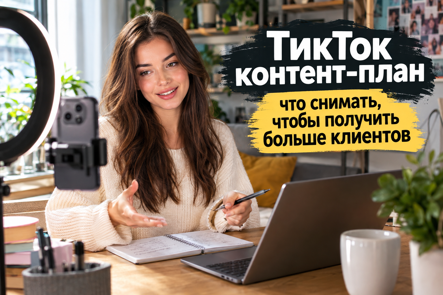 Фотореализм по теме «Тикток контент план что снимать чтобы получить больше клиен